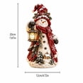 thumbnail image 3 of Christmas Snowman Figurine, Holiday Tabletop Centerpiece Decor, Winter Rustic Statue with Lit Lantern and Mini House Scene for Mantel and Shelf, 3 of 7