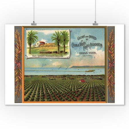 Crate & Barrel San Diego San Diego Mission Brand - Chula Vista, California - Citrus Crate Label (9x12 Art Print, Wall Decor Travel Poster) ()