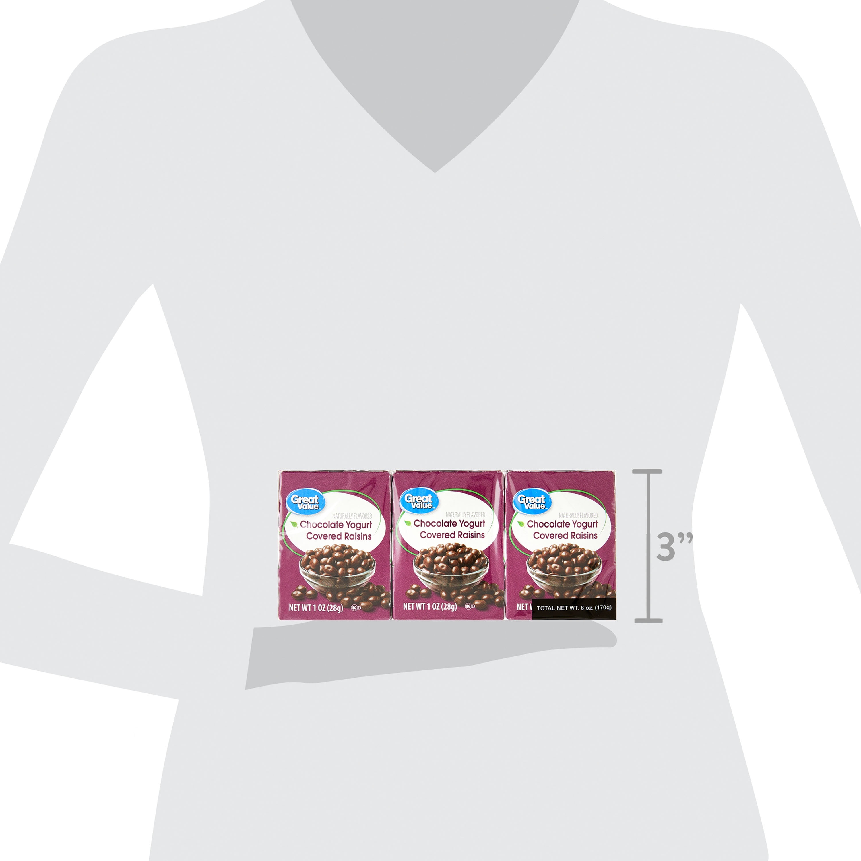 (4 pack) Great Value Chocolate Flavored Cocoa Yogurt Raisins, 1 oz, 6 Count