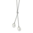 thumbnail image 3 of Primal Silver Sterling Silver RH8-9mm White Rice Freshwater Cultured Pearl Cubic Zirconia Dangle Necklace, 3 of 6
