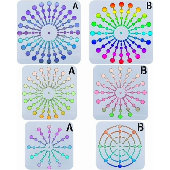 6 Styles 3 Sizes Mandala Dotting Stencils 8/12/16/20/24 Segment Mandala Rock Painting Stencils Template DIY