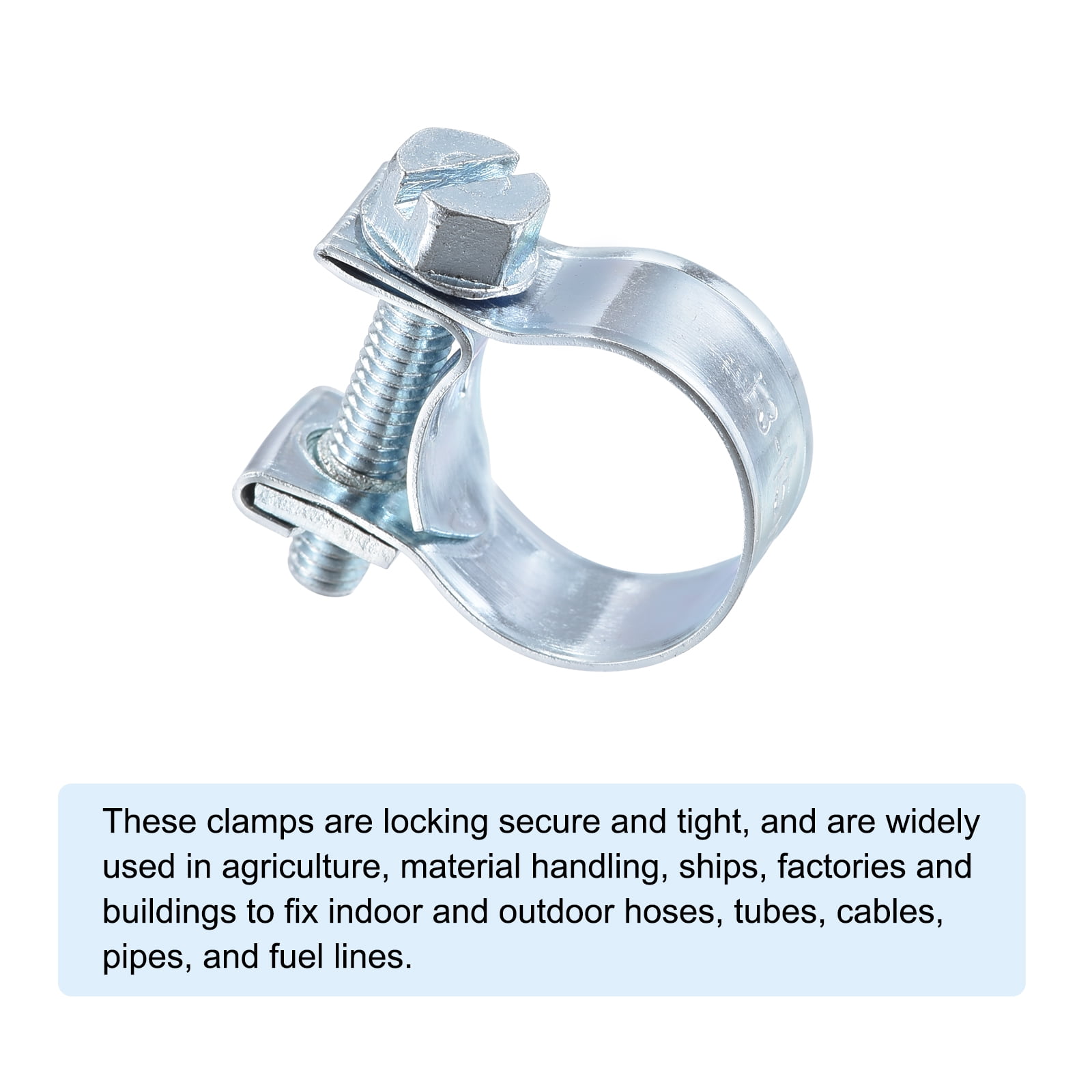 Unique Bargains Mini Fuel Injection Hose Clamp Zinc Plated Steel Fuel Line Clamp 13-15mm