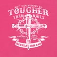 thumbnail image 3 of Wild Bobby, My Savior Is Tougher Than Nails Revelation 1:18, Inspirational Christian, Women Slim Fit Junior Tee, Raspberry, X-Large, 3 of 5