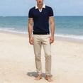 thumbnail image 4 of BUWTTER Mens Relaxed Polo Shirts Short Sleeve Solid Color Business Tops Dressy Work Casual Lapel Shirts Navy XL, 4 of 6