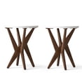 thumbnail image 2 of Set of 2 Round End Table 24'' High Side Table with White Top & Cross Legs, Mid Century Modern Accent Bedside Table for Living Room, Balcony, Bedroom or Small Spaces, White Walnut, 2 of 9