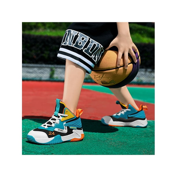 Kids black top basketball shoes