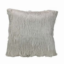 17 in. Beige Taupe Faux Fur Throw Pillow with Suede Backing