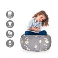 thumbnail image 2 of Flowers Insects Storage Toy Bag Chair, Spring Art Iris Flowers and Dragonflies on Greyscale Background, Stuffed Animal Organizer Washable Bag, Large Size, Grey Yellow and White, by Ambesonne, 2 of 3