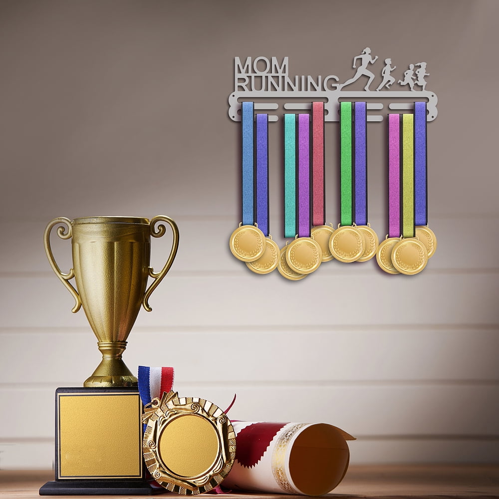 Running Medals Hanger Display Holder Rack Mom Wall Mount Hanger Decor Trophy Shelf Tiered Award Rack Award Ribbon Hanger DIY