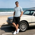 thumbnail image 3 of Fexilor Men's Short Sleeve Henley Shirts,Textured Jacquard Casual Button-Up Tops, 3 of 7