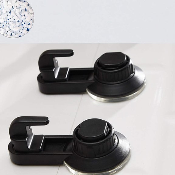BESTYASH Suction Cup Hooks Punch-Free Black ABS Sturdy for Towels and Clothes 2Pcs