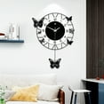 thumbnail image 3 of Modern Wall Clock, Large Iron Craft Butterfly Decorative Clock Battery Operated Analog Quartz Silent Wall Clock with Metal Pointer for Living Room Decor Black, 3 of 8