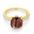 thumbnail image 2 of Gem Stone King 3.77 Cttw Red Tiger Eye and White Created Sapphire 18K Yellow Gold Plated Silver Ring for Women | Wedding Engagement Anniversary Promise Ring for Women | Size 7, 2 of 6