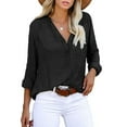thumbnail image 1 of Blusa de Manga Larga para Mujer,Camisa con Botones Informal Suelta a Rayas con Cuello en V para Mujer Camisa con Cuello en V de otoño para Mujer Innovación Moderna, 1 of 5