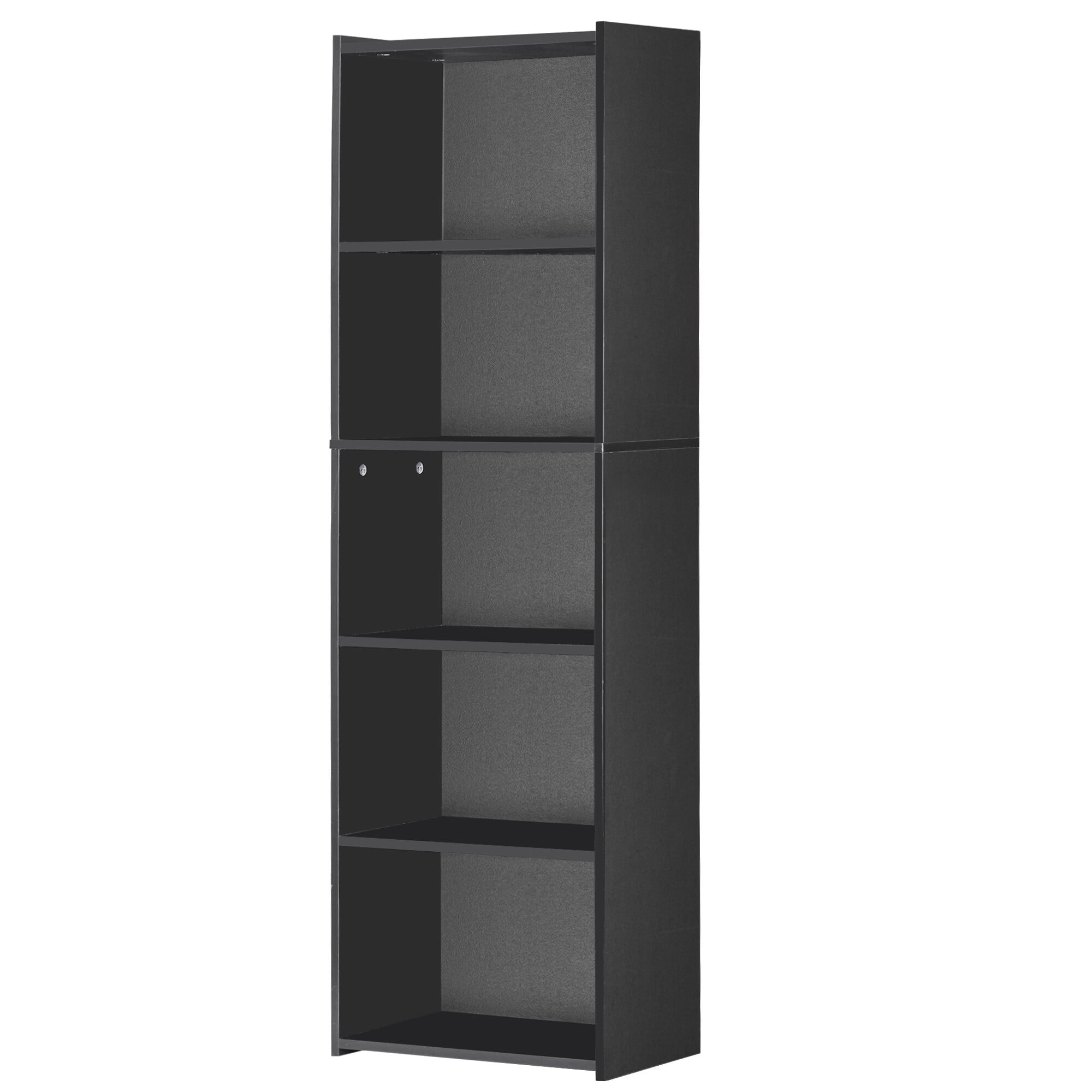 ZenSports 5-Shelves Narrow Bookcase Small Open Modern Bookshelf Adult Kids Storage Organizer Black