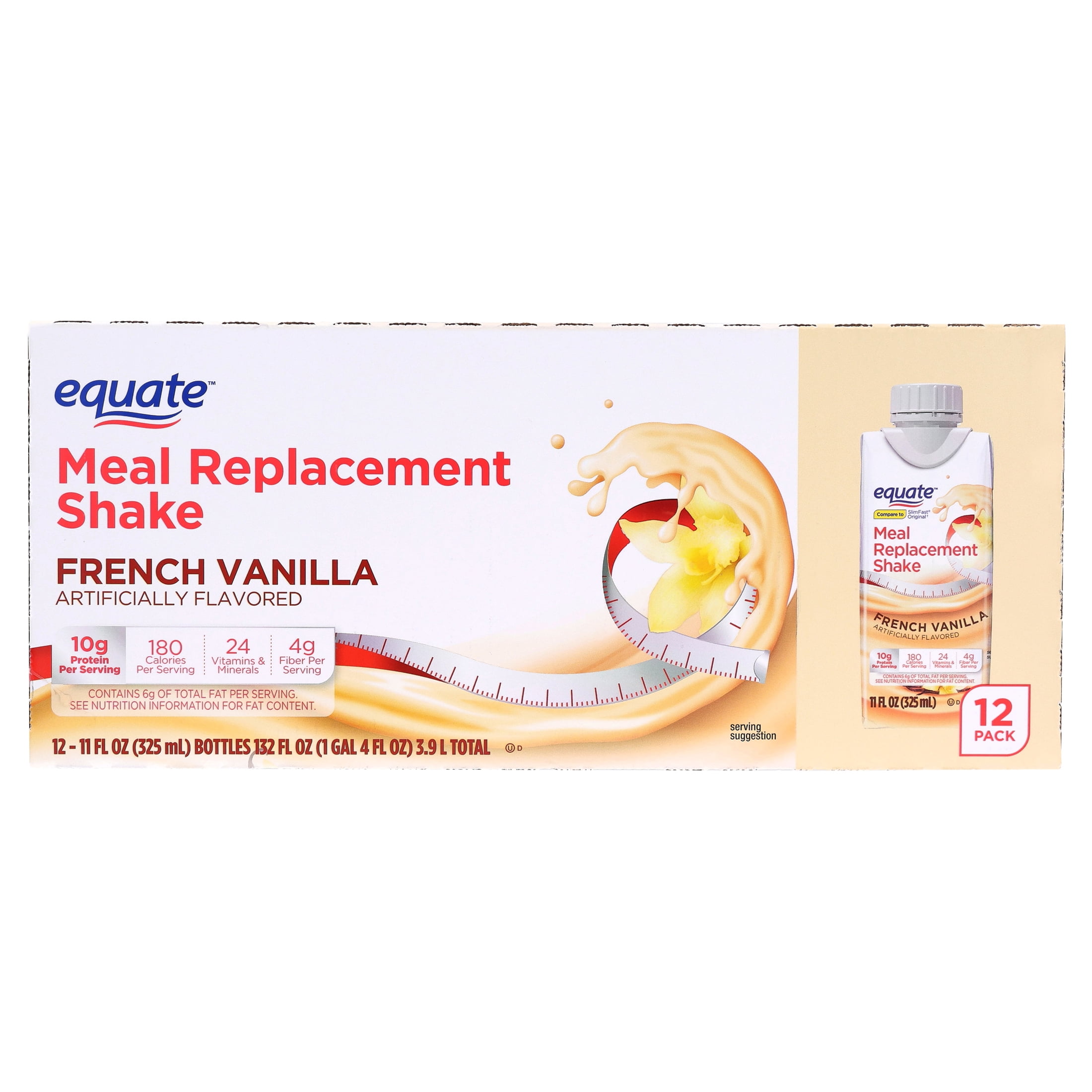 Equate Meal Replacement Shake, French Vanilla, 11 fl oz, 12 Count
