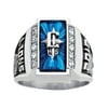 Personalized Men's Crest Cubic Zirconia Side Panel Class Ring in Valadium, Silver Plus, Yellow and White Gold