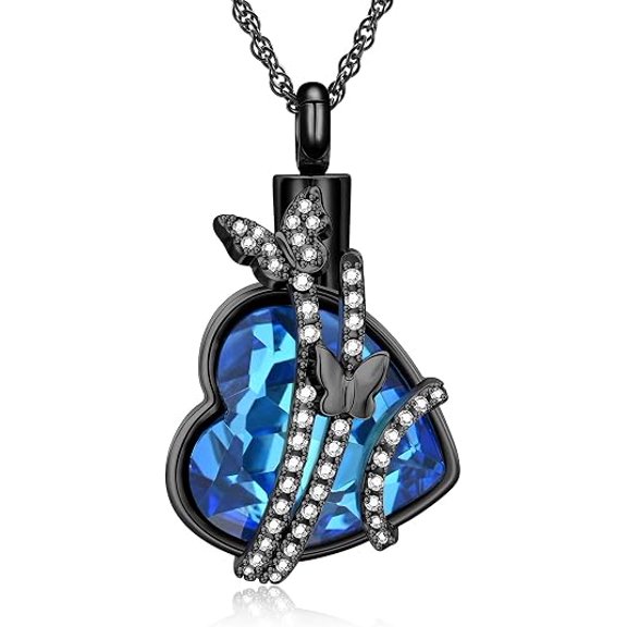 Heart Urn Necklace for Ashes for Women | Butterfly Cremation Jewelry Ash Loved One Memorial Pendant Memorial Human Ashes Pendant