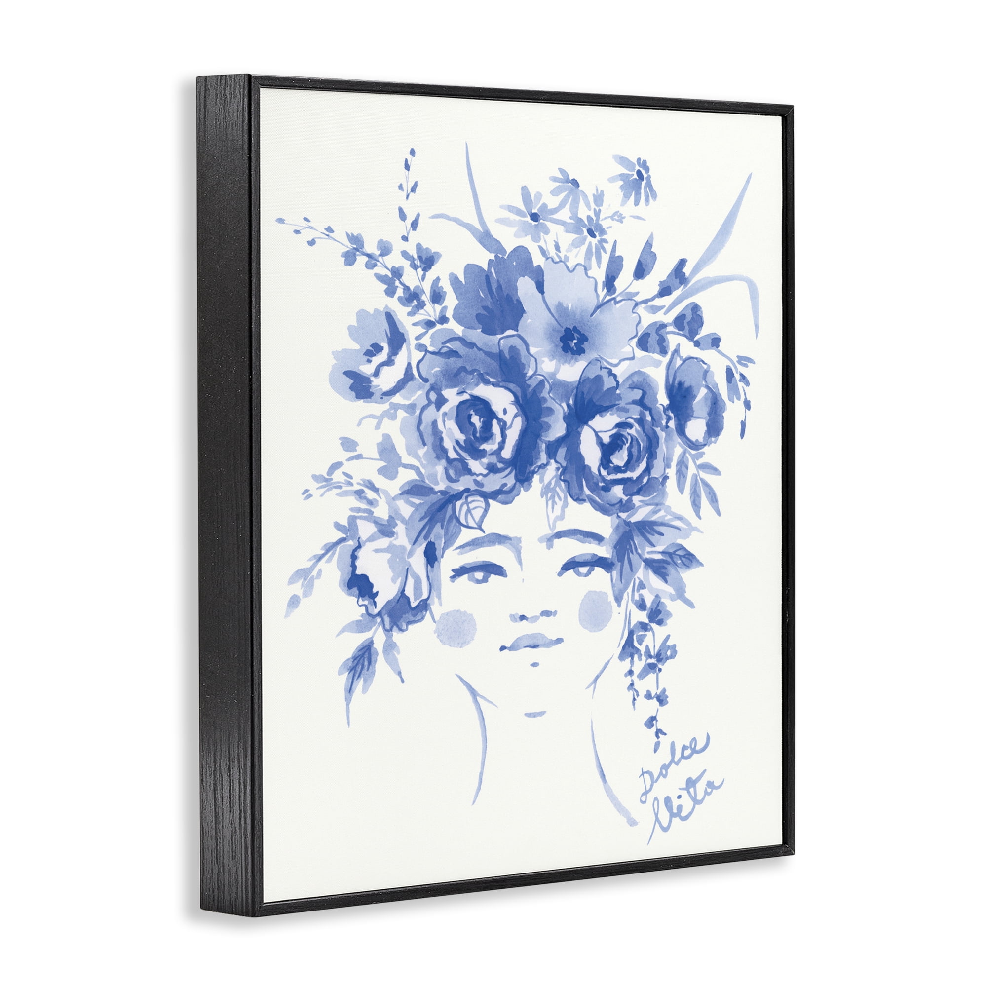Stupell Industries Dolce Vita Woman with Roses Black Framed Giclee Art, design by Karolina Sato