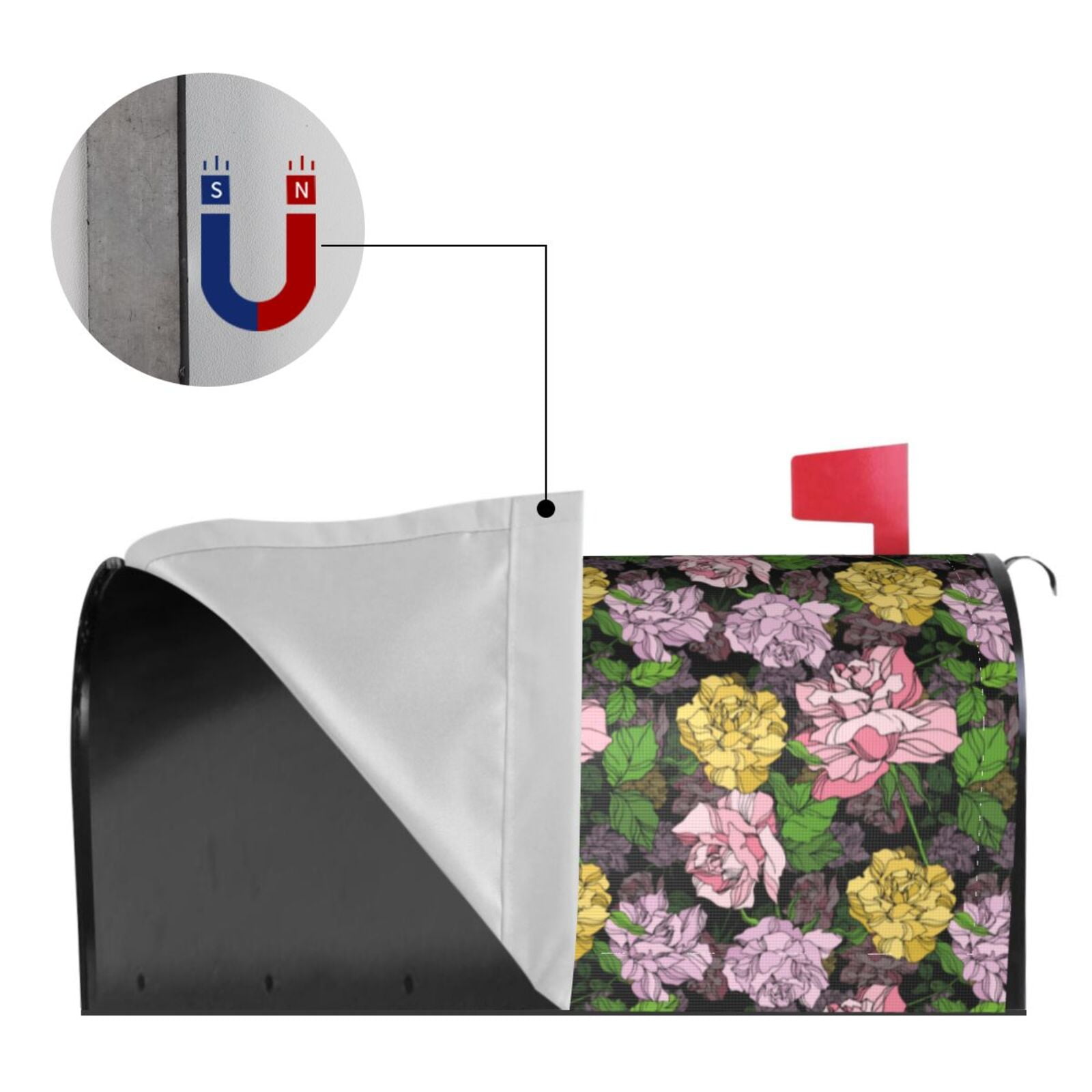 Xecao Colorful Roses for Mailbox Cover with Magnetic Strips, Waterproof and Sunscreen, Adds a Decorative Touch to Your Garden Yard.