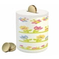 thumbnail image 2 of Tulip Piggy Bank, Cartoon Character Bees Tulip and Daisy Flowers Snails Garden Pattern, Ceramic Coin Bank Money Box for Cash Saving, 3.6" X 3.2", Pale Green Pale Blue, by Ambesonne, 2 of 4