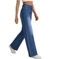 thumbnail image 5 of Moxiu Women's Wide Leg Denim Pants Baggy Cute Teen Jeans Pants Junior Mid Rise High Waisted Relaxed Fit Jean Pant with Pockets Blue,L, 5 of 7