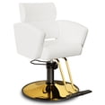 thumbnail image 2 of Baasha Premium White Gold Salon Chair, Sleek and Modern Styling Chair with Soft Leather Upholstery, Adjustable Height, and Heavy-Duty Base - Comfortable Hair Salon Chair for Hair Stylist, 2 of 9