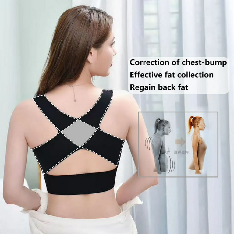 Front Closure Posture Corrector Full Coverage Bra - Wireless Back Support  Bras for Women 