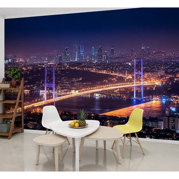 Wallpaper Istanbul Bosphorus Peel and Stick Wall Murals 69"H x 96"W Removable PVC Wall Paper Self-Adhesive Wall Paintings Art Decor for Bedroom Living Room