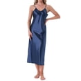 thumbnail image 2 of Conjunto de bata de satén para mujer INSPIRE CHIC de 2 piezas, camisón midi suave y sedoso, conjuntos de pijama sexys, batas de dama de honor XL azul, 2 of 6