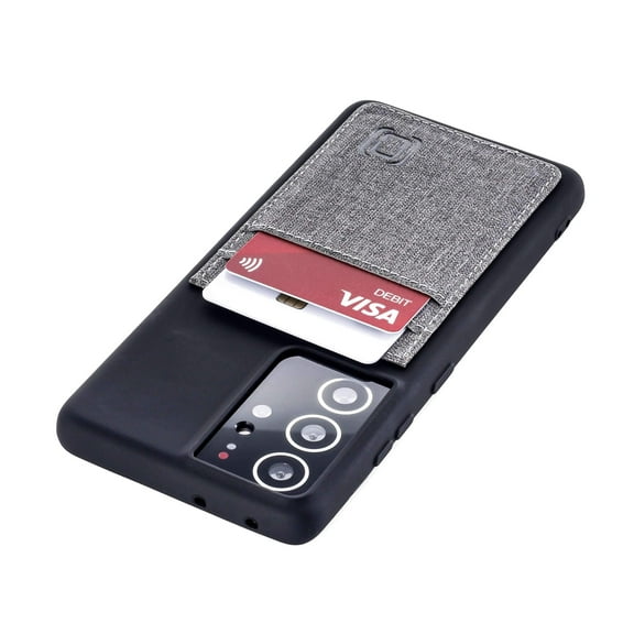 Dockem Galaxy S21 Ultra Luxe M2T Wallet Case; Built-in Metal Plate, 2 Card Slots, TPU, Black/Grey