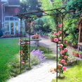 thumbnail image 3 of Metal Garden Arch, Outdoor Climbing Plants Support Rose Arch, Garden Arbor for Patio Backyard, L80.3'' x W20.47'' x H81.1'', Black, 3 of 7