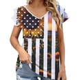 thumbnail image 2 of Camiseta de mujer Camisetas con cuello en V Volantes Camiseta de manga corta con estampado Tops Blusa Regalo para mujer Fridja hjk6551, 2 of 6