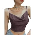 thumbnail image 2 of Crop Tops for Women Shiny Tank Sparkle Camisole Rhinestone Reflective Sequin Tank Top Night Party Clubwear, 2 of 6