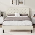 thumbnail image 2 of 4 EVER WINNER Queen Size Upholstered Platform Bed Frame with Headboard, Cream, 2 of 7