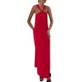 thumbnail image 1 of Vestido de verano PRETTYGARDEN para mujer 2025 con tiras holgadas, rojo, 1 of 8