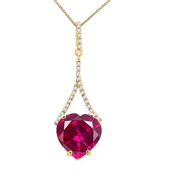 Mauli Jewels Engagement Necklace for Women 4.80 Carat Beautiful Diamond And Heart Shape Gemstone Pendant 4 prongs 10K Yellow Gold With 18'' Chain|Silver Chain
