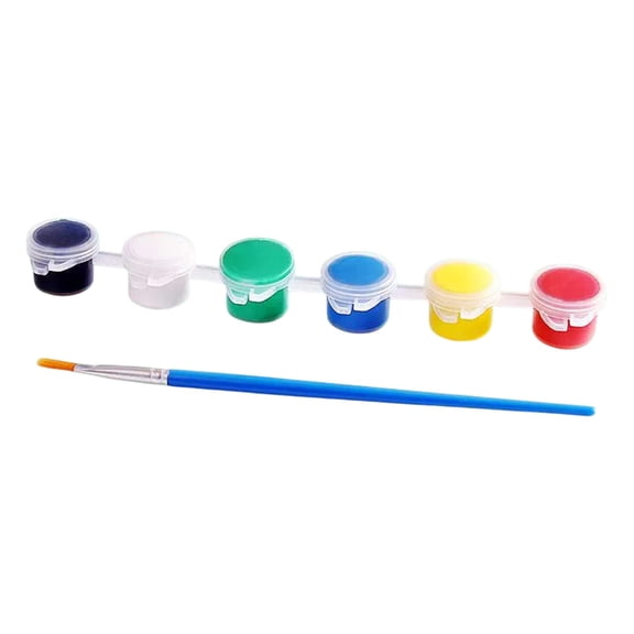Darzheoy Kids Acrylic Paint Set, 6 Colors 1 Brushes Easter Eggs Paint Small Acrylic Paint Set for Kids Mini Paint Set Acrylic Painting for Kids