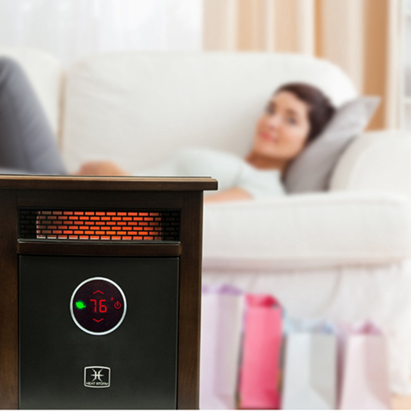 Heat Storm HS-1500-ILOD Logan Deluxe Infrared Space Heater, Remote Control,  Built in Thermostat and Overheat Sensor - 750-1500 Watt - Walmart.com