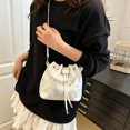 thumbnail image 3 of Remanland Women's Satin Floral Jacquard Evening Bucket Bag, White, 3 of 9