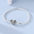 thumbnail image 6 of MULA European 925 Sterling Silver CZ Heart Clasp Snake Bracelet for Charms Women Jewelry, 6 of 6