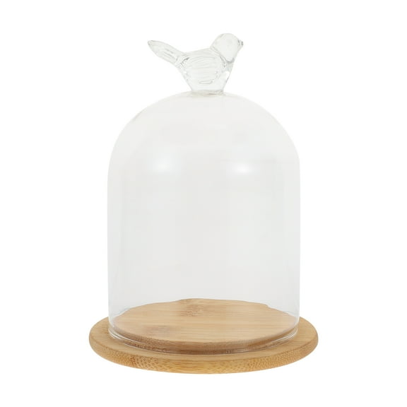 Minkissy Glass Display Case Dome Simple Design Bird Shaped 1Set 5.5X3.5in