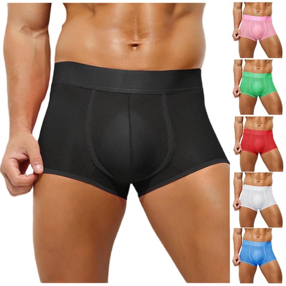 Swuxness Mens Seamless Breathable Stretch Briefs, Men Sport Underpants, Men's Solid Color Ice Silk Breathable Comfortable Stretch Lightweight Sports Briefs Green, XL
