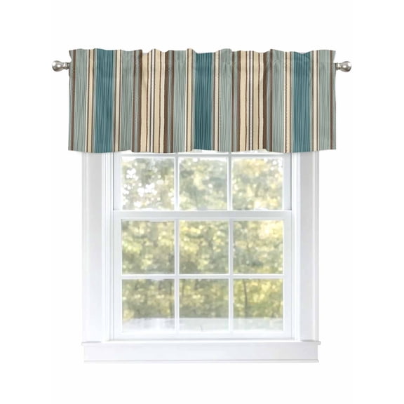 Valances for Windows Boho Style Stripe Vertical Stripe Rod Pocket Cafe Window Treatments Valance Curtains for Kitchen Bathroom Laundry Basement Windows 60"x14"