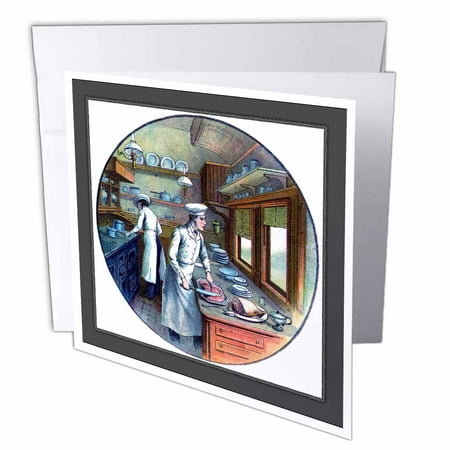 3dRose Chefs Cooking On Train, Greeting Cards, 6 x 6 inches, set of 12