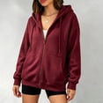 thumbnail image 5 of Horkkom Zip Up Hoodie for Women Oversized Lightweight Long Sleeve Sweatshirts Casual Basic Jackets with Pockets M, 5 of 5
