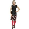 thumbnail image 1 of Bimba Women's Sleeveless Black Floral Printed Tunic Designer Kurta Kurti-20, 1 of 5
