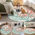 thumbnail image 6 of Summer Ocean Round Living Room Rugs 8 ft, Sea Green Orange Coral Washable Large Area Rug with Non-Slip Sturdy Edge Binding Round Carpet for Dining Room Kitchen Office, 6 of 9