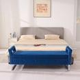 thumbnail image 2 of Newest 67.91" Wide Velvet Storage Bench with Armrests, Upholstered Soft Bench for Living Room & Entryway,Navy, 2 of 10