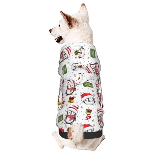 Balery Cute Christmas Hat Penguin A Sudadera con Capucha para Perros Pequeños – Ropa para Mascotas, Disfraz para Perros y Gatos, Ideal para Fiestas y Cosplay-X-Large